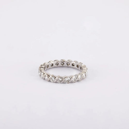 Bague 52 / Blanc/Gris / Or 750 Alliance Américaine Diamants 1.76 Carats 58 Facettes 220416R