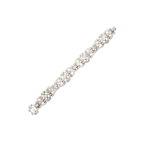 Bracelet Art déco - Bracelet maillons en platine et diamants taille ancienne 58 Facettes 22768