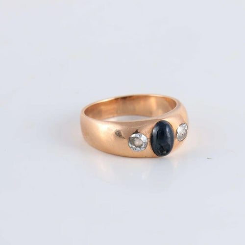 Bague 56 Bague Jonc Saphir cabochon Diamants 58 Facettes FM120