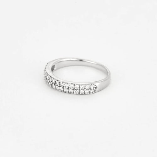 Bague 53 Alliance semi-pavée en or jaune, or gris et diamants 58 Facettes CLA0366