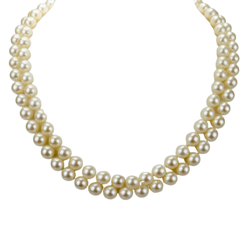 Collier Collier double rang de perles Akoya avec fermoir en or blanc et pierres 58 Facettes 2029