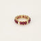 Bague 51.5 Alliance sertie de rubis cabochon et diamants en or jaune 18k 58 Facettes RNG3474