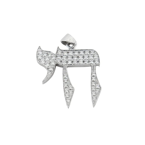 Pendentif Pendentif HAI - LA VIE or blanc diamants 58 Facettes