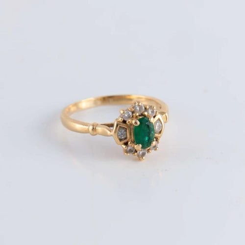 Bague 54 Bague style Marguerite Emeraude et 8 Diamants 58 Facettes FM61
