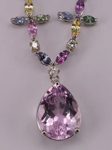 Collier Collier Diamant Kunzite et Saphirs Pastel 58 Facettes 2942