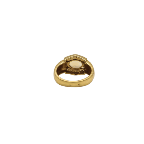 Bague 54.5 Bague bombée or jaune 18 carats sertie d’une citrine et diamants 58 Facettes
