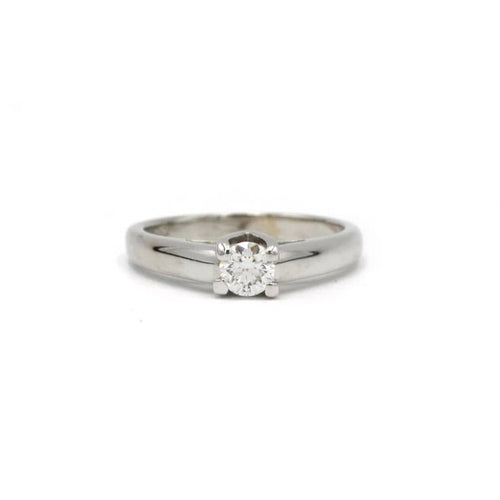 Bague 53 Solitaire or blanc diamant 0,37 carat 58 Facettes 170112R