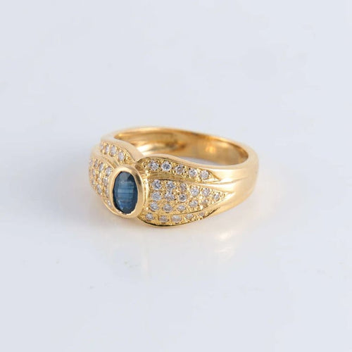 Bague 53 Bague Saphir et 5 lignes de Diamants 58 Facettes 1