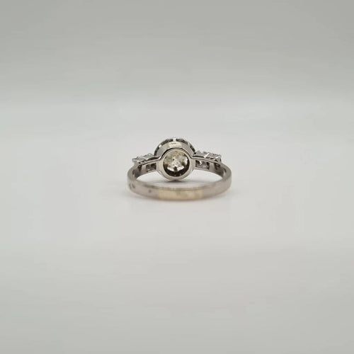 Bague 54 Bague or blanc, platine, diamants taille ancienne 58 Facettes