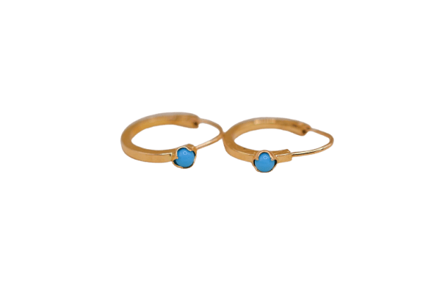 Boucles d'oreilles Créoles - Boucles d’oreilles en or jaune 18 carats et perle turquoise 58 Facettes 3821