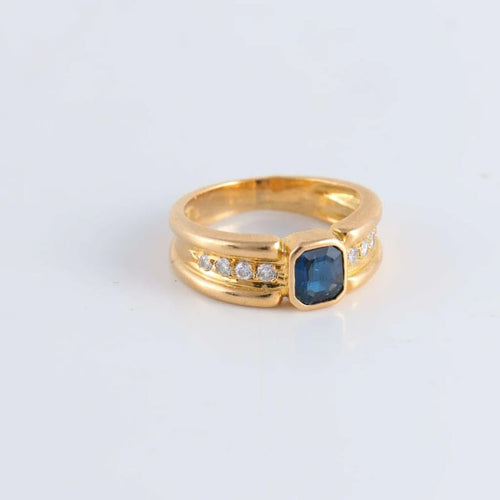 Bague 48 Bague Saphir épaulé de Diamants 58 Facettes FM80