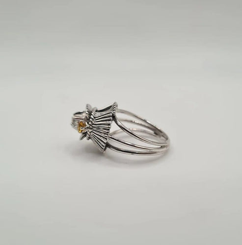 Bague 51 Bague or blanc, citrines et diamant taille ancienne 58 Facettes