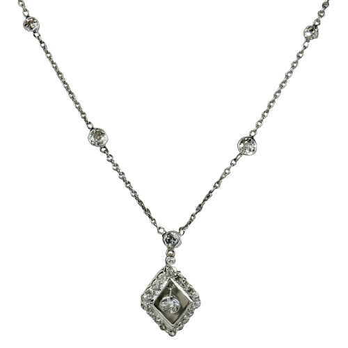 Collier Art déco - Collier en or blanc 585 et platine serti de diamants 58 Facettes 2637