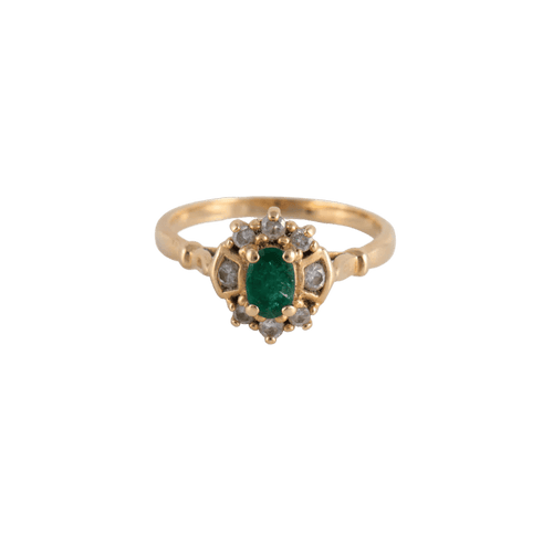 Bague 54 Bague style Marguerite Emeraude et 8 Diamants 58 Facettes FM61