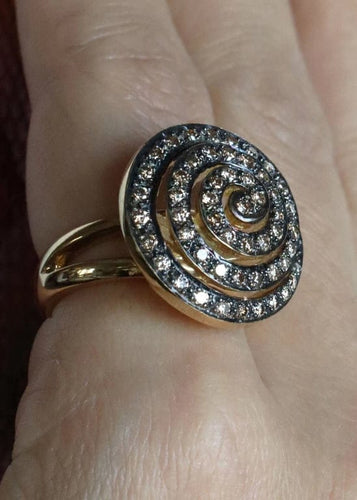 Bague 54 Bague escargot Or jaune Diamant 58 Facettes 1954