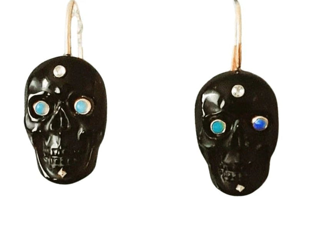 Boucles d'oreilles BOUCLES D'OREILLES  "MOMENTO MORI" agate noires 58 Facettes R 484/614/or 1.0