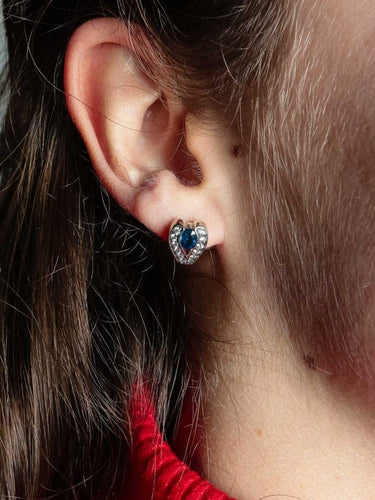 Boucles d'oreilles Boucles d'oreilles en or gris et saphirs, diamants 58 Facettes 47850008