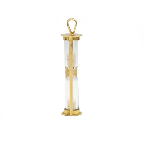 Pendentif Pendentif sablier en or jaune 750‰, verre et sable blanc 58 Facettes 250129R