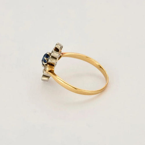 Bague 52.5 Bague or jaune et gris, saphir, perles de culture et diamants 58 Facettes PER15084