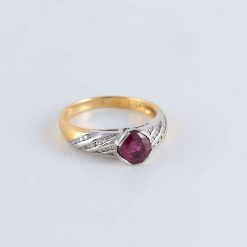 Bague 53 Bague bicolore Rubis et pavage Diamants 58 Facettes FM77
