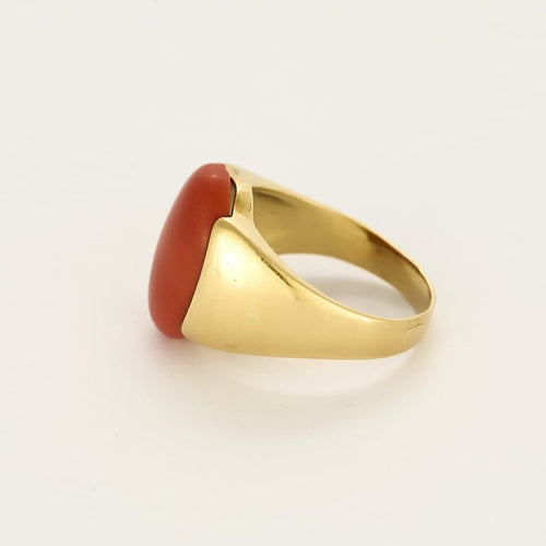 Bague 54.5 Bague en Or jaune et corail rouge 58 Facettes ROM1669