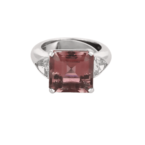 Bague 44 Bague - Tourmaline rose taille carrée en or blanc 18k et diamants 58 Facettes LJ25-332