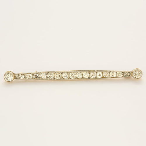 Broche Broche barrette en or jaune et or gris, diamants taille ancienne 58 Facettes ALE5055