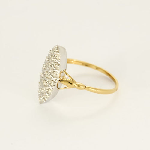 Bague 54 Bague marquise en or jaune, or blanc et diamants 58 Facettes COMP1392X2