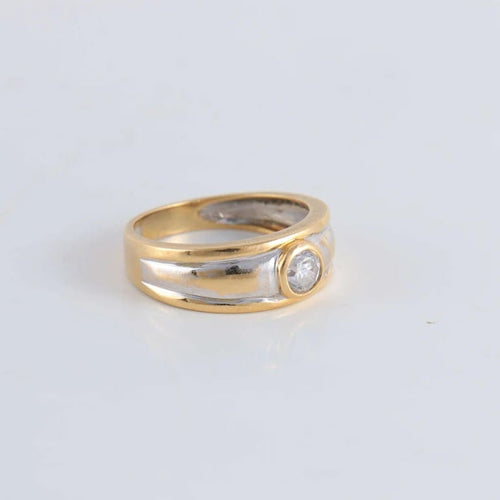 Bague 54 Bague Jonc 2 Ors pierre blanche 58 Facettes FM58