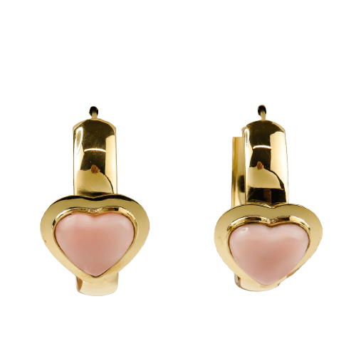 Boucles d'oreilles Creoles - Boucles d’oreilles en or jaune 18 carats avec corail 58 Facettes 2515