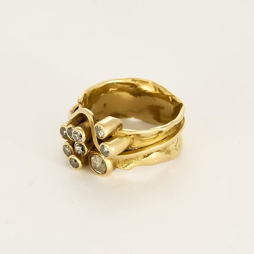 Bague 54 Bague moderniste en or jaune et diamants 58 Facettes COMP1479