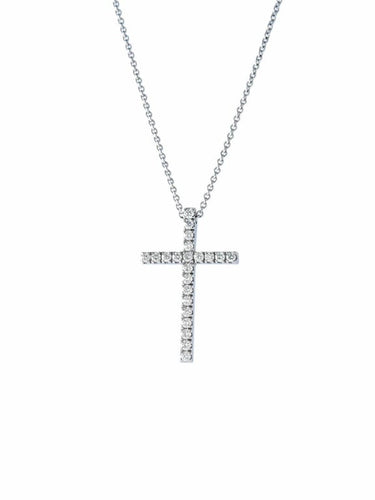 Pendentif Pendentif croix pavé de diamants en or blanc 750 58 Facettes 452 50033