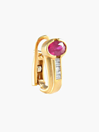 Boucles d'oreilles Boucles d'oreilles ornées de rubis et diamants en or jaune 58 Facettes 47900022