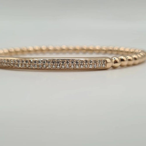 Bracelet Bracelet or rose 18 carats en billes d’or et barrette de diamants naturels 58 Facettes