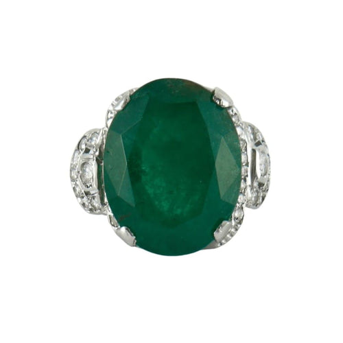 Bague 54 Bague émeraude ovale et diamants en or gris 18k 58 Facettes ALGU23