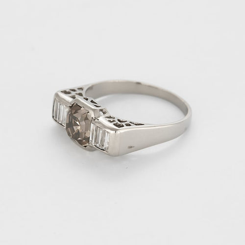 Bague 51.5 Bague en platine, diamant chocolat et diamant blanc 58 Facettes B250636