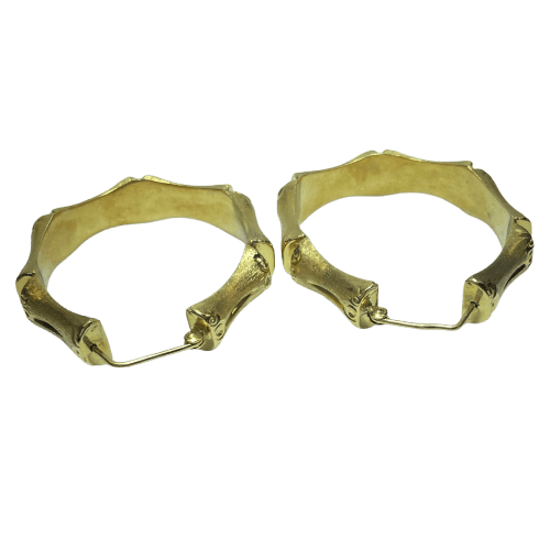 Boucles d'oreilles Boucles d’oreilles créoles bambou en or jaune 18 carats 58 Facettes 250094