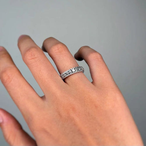 Bague 53.5 Alliance - Or blanc, Platine & Diamants 58 Facettes 250323R