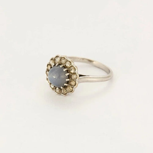 Bague 49.5 Bague Marguerite Saphir étoilé et diamants taille rose 58 Facettes DINA0039