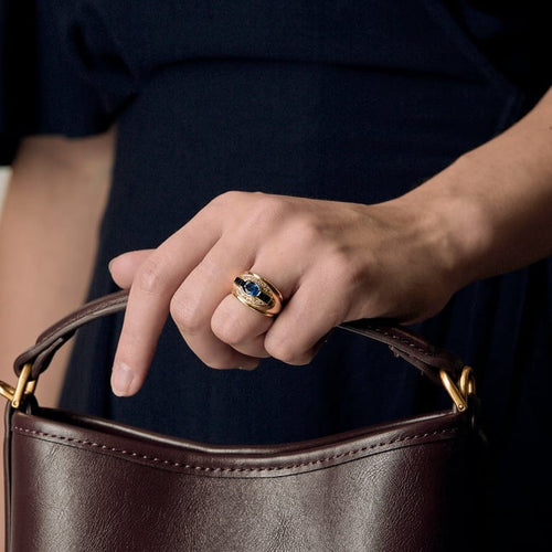 Bague 50 Bague en or jaune saphir et diamants 58 Facettes REU1222