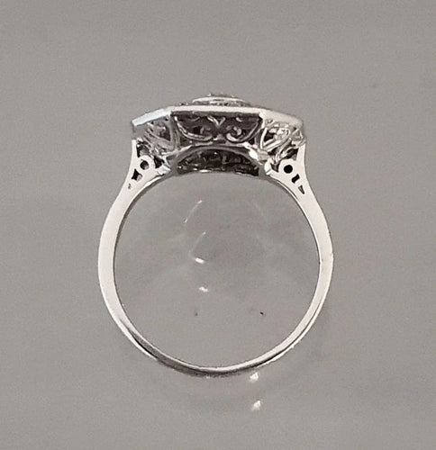 Bague 53.5 Bague Style Art Déco Octogonale Diamants Or Blanc 58 Facettes R 1656