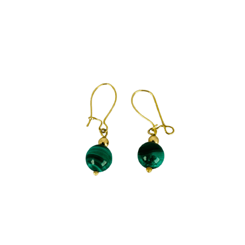 Boucles d'oreilles Boucles d’oreilles vintage en or jaune 18k et malachite verte 58 Facettes 2505019