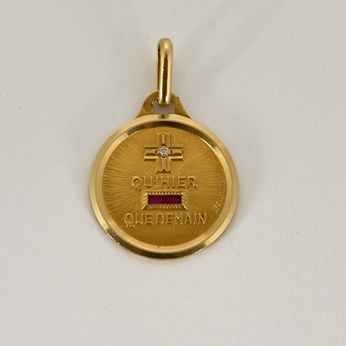 Pendentif Augis - médaille sentimentale en or jaune 58 Facettes PAL3847X3