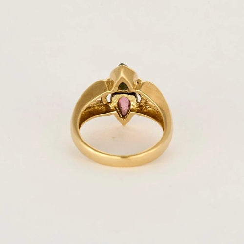 Bague or jaune, tourmaline rose et verte et diamants 58 Facettes AUX1017