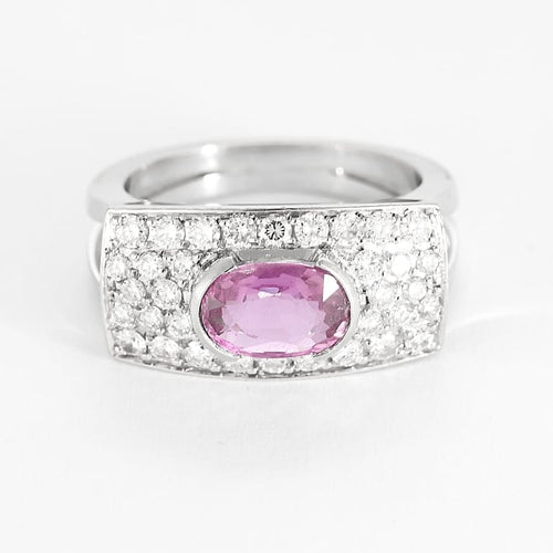 Bague 53 Bague en Or gris, diamants et saphir rose 58 Facettes ARL0991X2