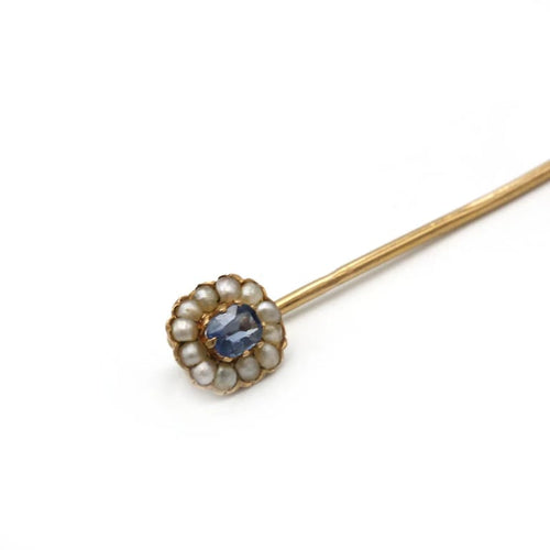 Broche Epingle À Cravate - Or, Perles et Saphir 58 Facettes 250296R