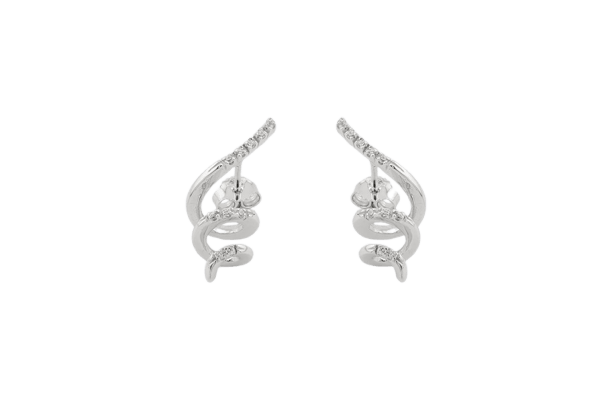 Boucles d'oreilles Oro Bianco Boucles d'oreilles spirale en or blanc 18 kt et diamants 58 Facettes ORC209