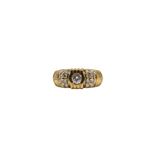 Bague 55 Bague or jaune 18 carats sertie de diamants 58 Facettes