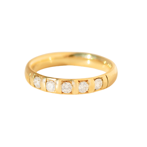 Bague 60.5 Bague demi-memory vintage en or jaune 14 carats et diamants 58 Facettes