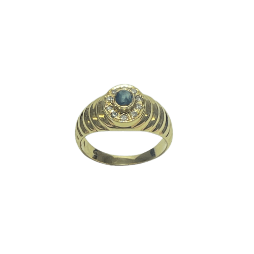 Bague 47 Bague jonc saphir ovale et diamants en or jaune 18K 58 Facettes 250335